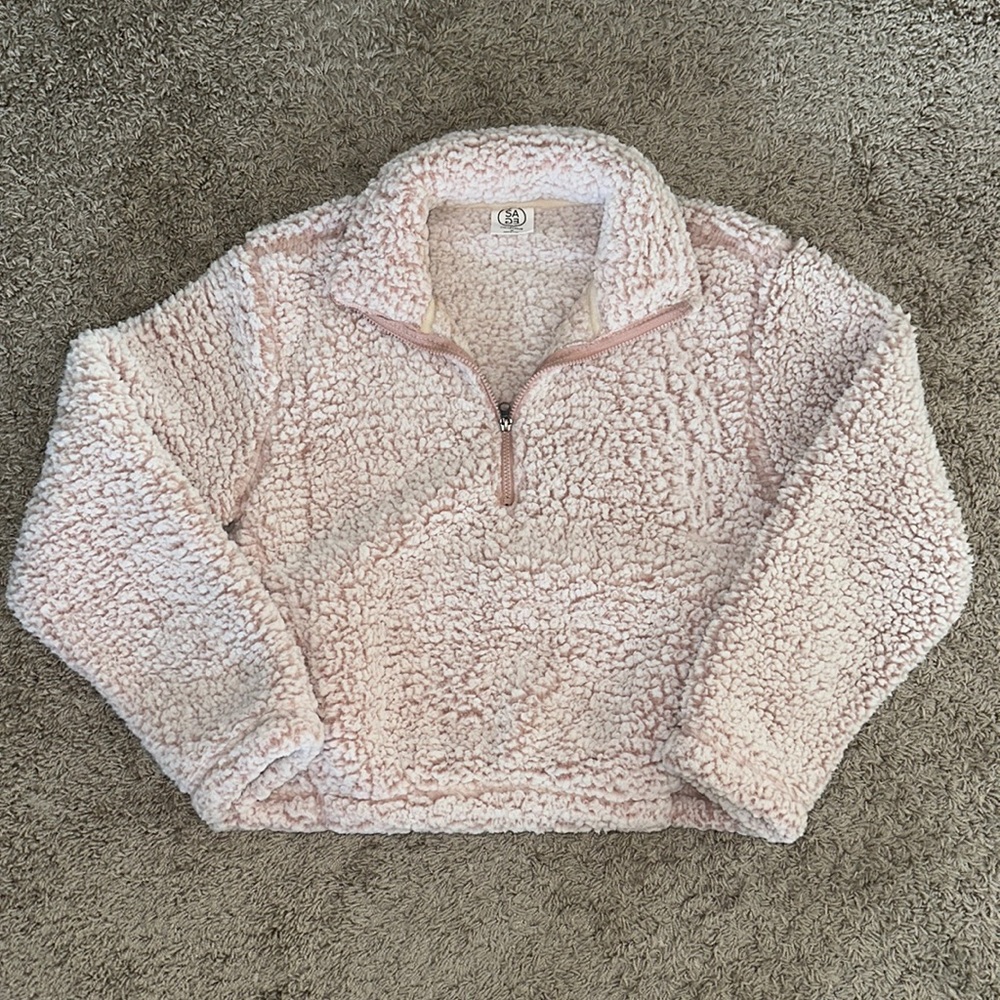 Light Pink Sherpa Quarter Zip